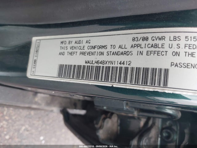 46022218 :رقم المزاد ، WAULH64BXYN114412 vin ، 2000 Audi A6 Avant مزاد بيع