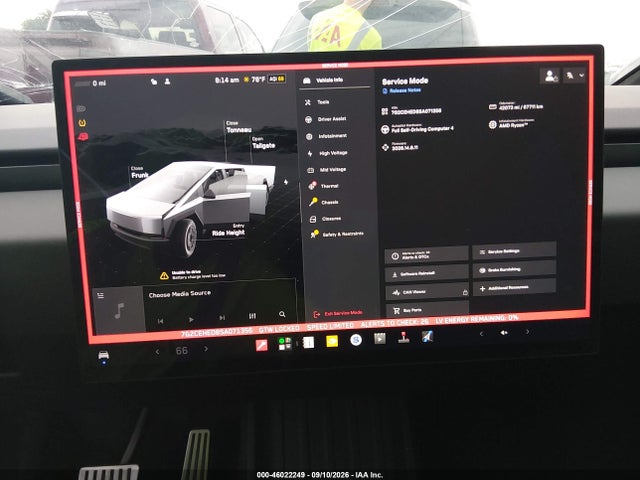 46022249 :رقم المزاد ، 7G2CEHED8SA071356 vin ، 2025 Tesla Cybertruck All-wheel Drive مزاد بيع