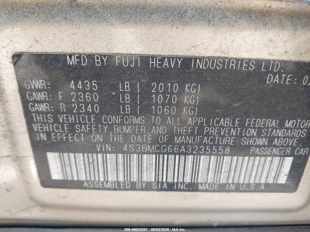 46022287 :رقم المزاد ، 4S3BMCG66A3235558 vin ، 2010 Subaru Legacy 2.5i Premium مزاد بيع