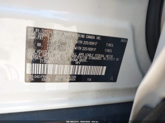 Aukcja sprzedaży 2023 Toyota Rav4 Le, vin: 2T3G1RFV1PC382999, numer aukcji: 46022378