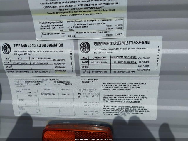 Продажа на аукционе авто 2022 Salem Fsx, vin: 5ZT2SMGC9NN800217, номер лота: 46022393