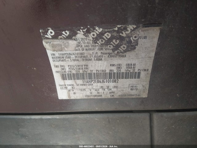 Aukcja sprzedaży 2018 Ford Taurus Sel, vin: 1FAHP2E86JG101082, numer aukcji: 46022451