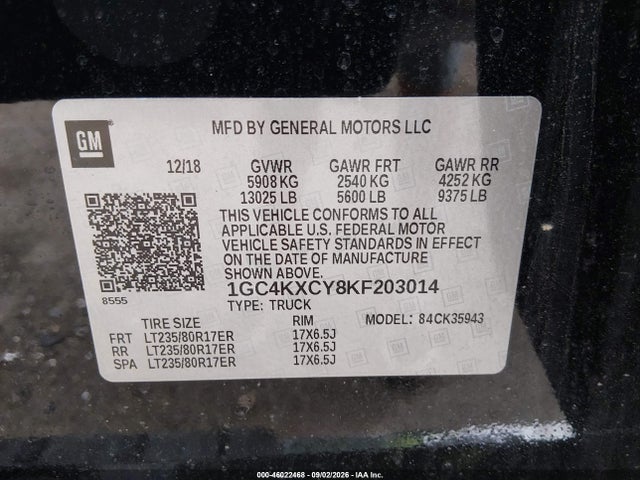 Aukcja sprzedaży 2019 Chevrolet Silverado 3500hd Ltz, vin: 1GC4KXCY8KF203014, numer aukcji: 46022468
