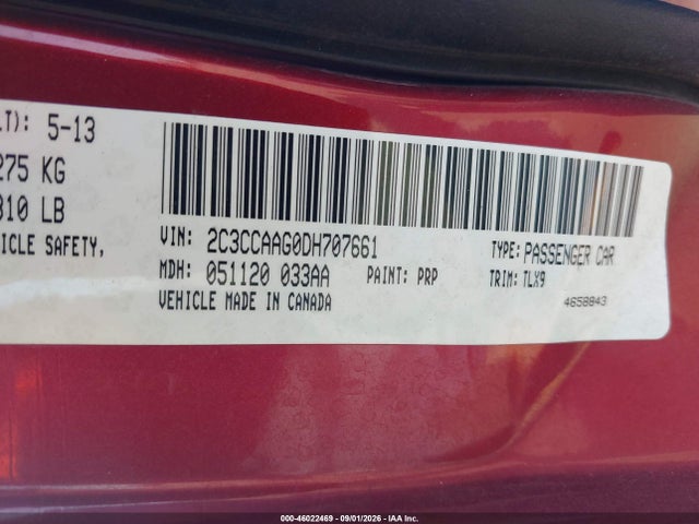 46022469 :رقم المزاد ، 2C3CCAAG0DH707661 vin ، 2013 Chrysler 300 Motown مزاد بيع