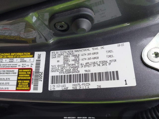 46022501 :رقم المزاد ، 5TFNC5DB0RX045420 vin ، 2024 Toyota Tundra Hybrid Platinum 4wd مزاد بيع