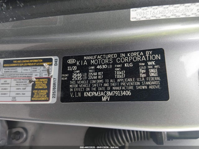 2021 Kia Sportage Lx მანქანა იყიდება აუქციონზე, vin: KNDPM3AC8M7913406, აუქციონის ნომერი: 46022525