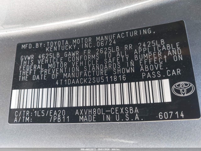 4T1DAACK2SU511816 Toyota CAMRY SE