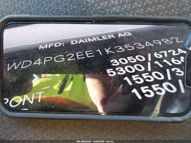 46022582 :رقم المزاد ، WD4PG2EE1K3534982 vin ، 2019 Mercedes-benz Metris مزاد بيع