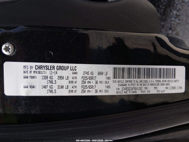 Продажа на аукционе авто 2015 Dodge Grand Caravan R/t, vin: 2C4RDGEGXFR641262, номер лота: 46022586