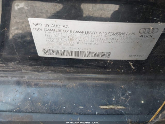 Продаж на аукціоні авто 2005 Audi S4 4.2, vin: WAUPL68E25A037073, номер лоту: 46022609