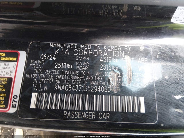 2025 Kia K5 Gt-line მანქანა იყიდება აუქციონზე, vin: KNAG64J71S5294060, აუქციონის ნომერი: 46022638