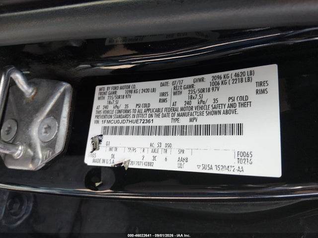 Ford Escape Titanium 2017 1FMCU0JD7HUE72361 Image 9