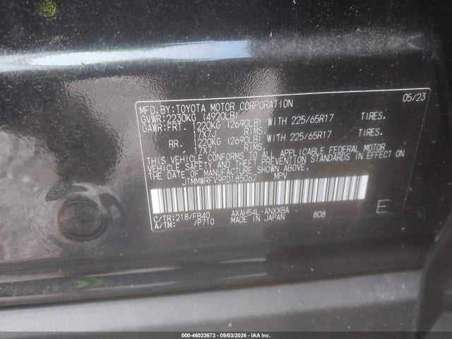 Aukcja sprzedaży 2023 Toyota Rav4 Hybrid Le, vin: JTMMWRFV9PD185062, numer aukcji: 46022673