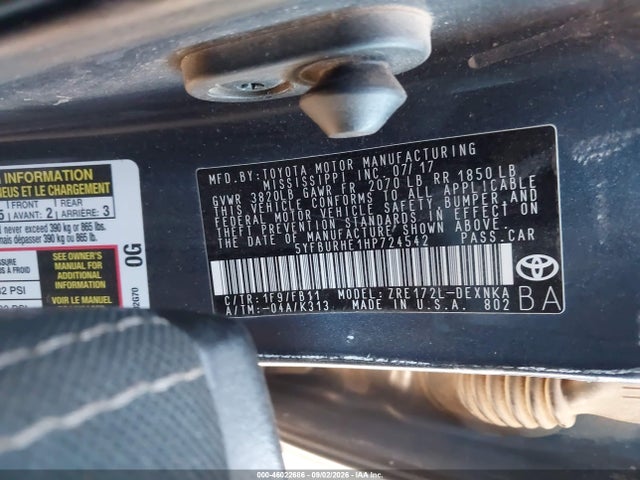Toyota COROLLA LE 2017 5YFBURHE1HP724542 Image 9