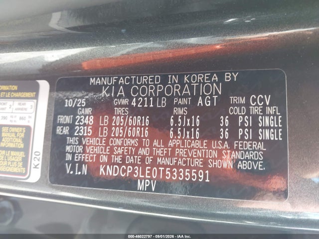 Aukcja sprzedaży 2026 Kia Niro Lx, vin: KNDCP3LE0T5335591, numer aukcji: 46022797