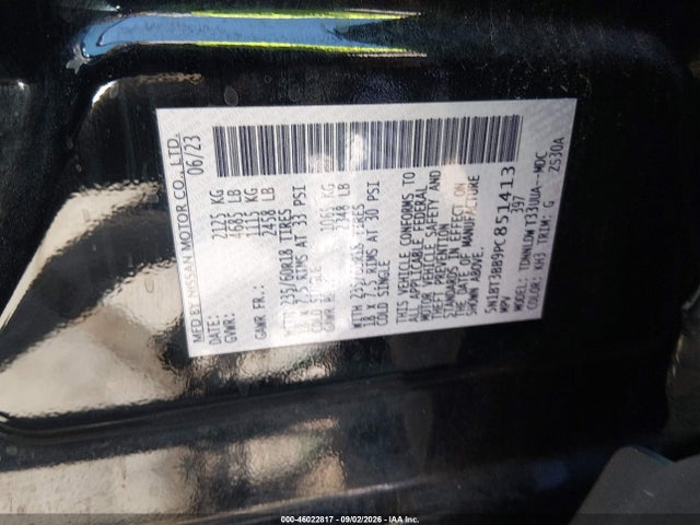 46022817 :رقم المزاد ، 5N1BT3BB9PC851413 vin ، 2023 Nissan Rogue Sv Intelligent Awd مزاد بيع