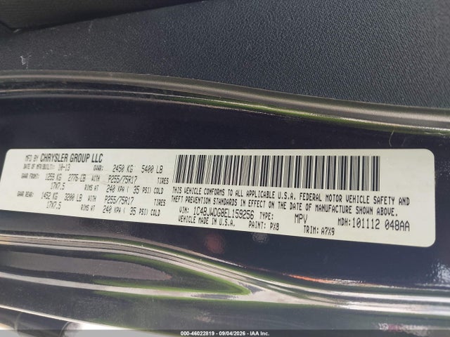 2014 Jeep Wrangler Unlimited Sport მანქანა იყიდება აუქციონზე, vin: 1C4BJWDG8EL159256, აუქციონის ნომერი: 46022819