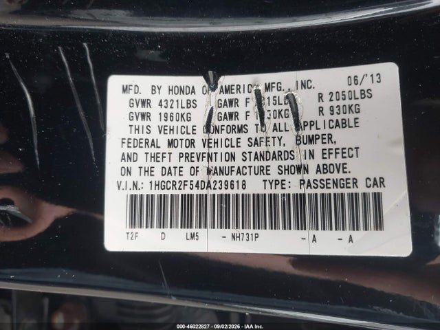 Aukcja sprzedaży 2013 Honda Accord Sport, vin: 1HGCR2F54DA239618, numer aukcji: 46022827