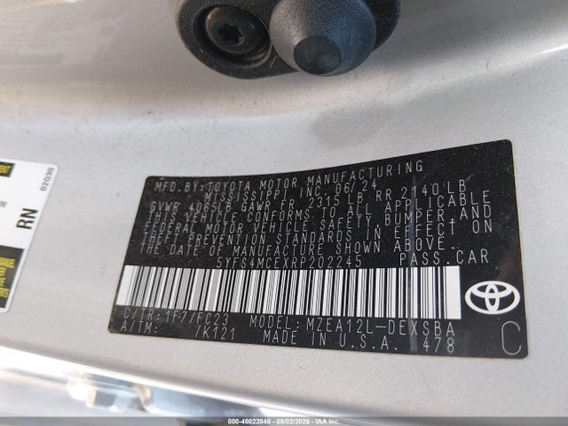Продаж на аукціоні авто 2024 Toyota Corolla Se, vin: 5YFS4MCEXRP202245, номер лоту: 46022848