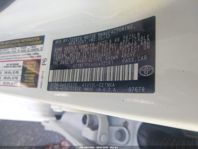 Toyota CAMRY LE 2017 4T1BF1FK4HU432581 Image 9