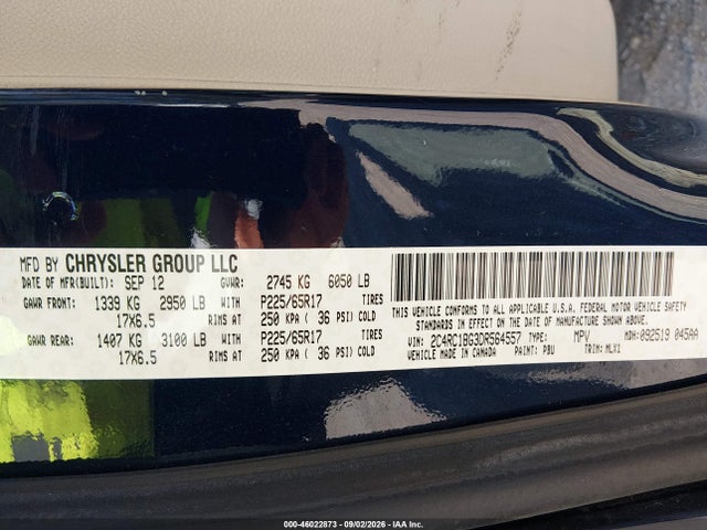 Aukcja sprzedaży 2013 Chrysler Town & Country Touring, vin: 2C4RC1BG3DR564557, numer aukcji: 46022873