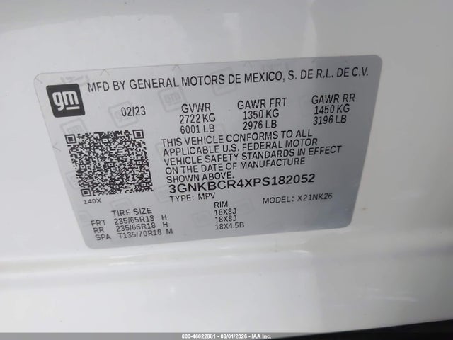 Продажа на аукционе авто 2023 Chevrolet Blazer Fwd 2lt, vin: 3GNKBCR4XPS182052, номер лота: 46022881