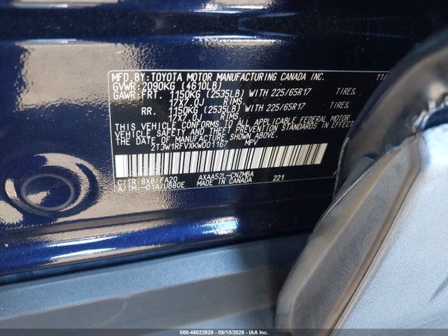 2019 Toyota Rav4 Xle მანქანა იყიდება აუქციონზე, vin: 2T3W1RFVXKW001167, აუქციონის ნომერი: 46022928