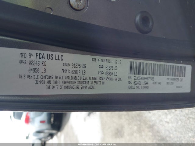 Aukcja sprzedaży 2015 Dodge Challenger Sxt, vin: 2C3CDZAG6FH877408, numer aukcji: 46022962