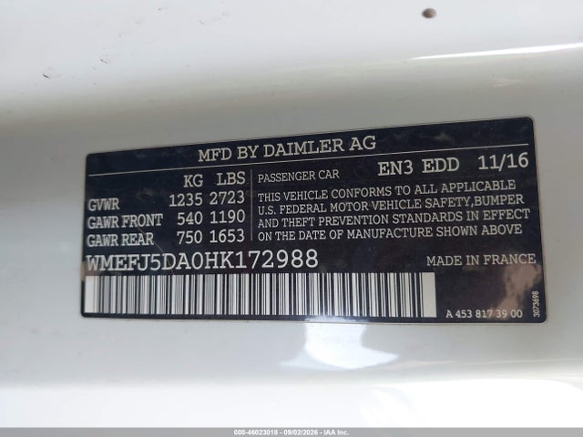 Smart Fortwo Prime 2017 WMEFJ5DA0HK172988 Image 9