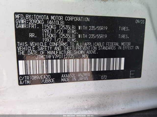 46023045 :رقم المزاد ، JTMC1RFV7PD112735 vin ، 2023 Toyota Rav4 Xle Premium مزاد بيع