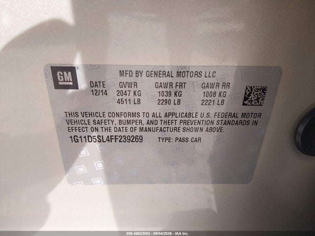 Chevrolet MALIBU 2LT 2015 1G11D5SL4FF239269 Image 9