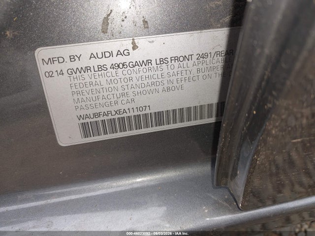 46023092 :رقم المزاد ، WAUBFAFLXEA111071 vin ، 2014 Audi A4 2.0t Premium مزاد بيع
