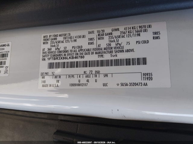Ford Transit-250 Cargo Van 2020 1FTBR3X86LKB46780 Image 9