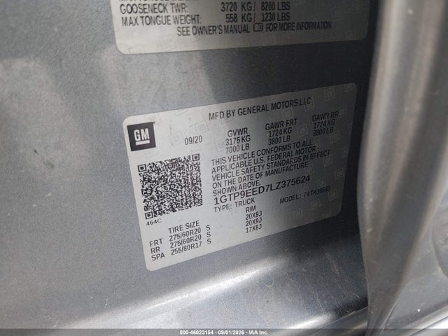 Продажа на аукционе авто 2020 Gmc Sierra 1500 4wd  Short Box At4, vin: 1GTP9EED7LZ375624, номер лота: 46023154