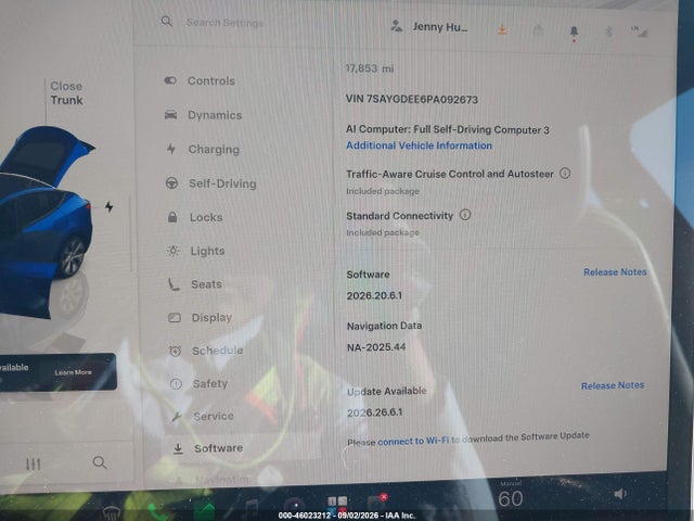 46023212 :رقم المزاد ، 7SAYGDEE6PA092673 vin ، 2023 Tesla Model Y Awd/long Range Dual Motor All-wheel Drive مزاد بيع
