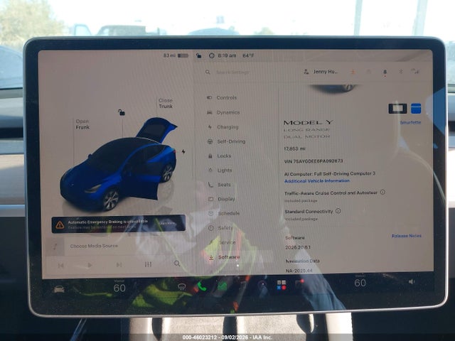 46023212 :رقم المزاد ، 7SAYGDEE6PA092673 vin ، 2023 Tesla Model Y Awd/long Range Dual Motor All-wheel Drive مزاد بيع