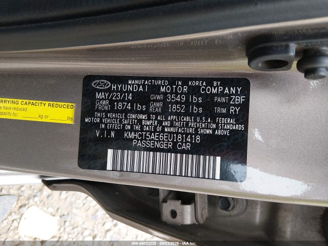 Продажа на аукционе авто 2014 Hyundai Accent Gs, vin: KMHCT5AE6EU181418, номер лота: 46023220