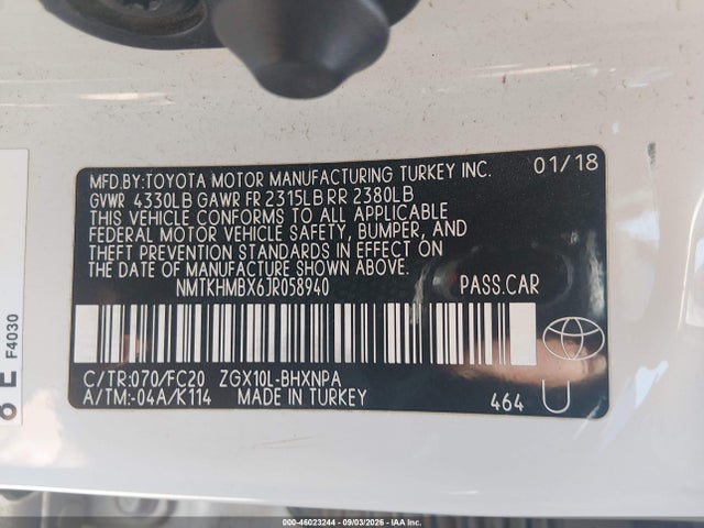 2018 Toyota C-hr Xle Premium მანქანა იყიდება აუქციონზე, vin: NMTKHMBX6JR058940, აუქციონის ნომერი: 46023244