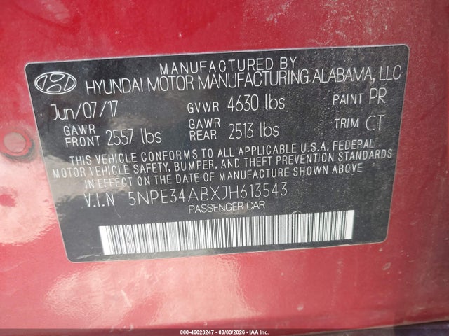Продаж на аукціоні авто 2018 Hyundai Sonata Sport 2.0t, vin: 5NPE34ABXJH613543, номер лоту: 46023247