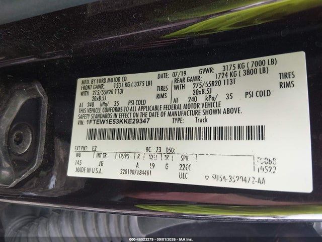 Aukcja sprzedaży 2019 Ford F-150 Xl, vin: 1FTEW1E53KKE29347, numer aukcji: 46023279