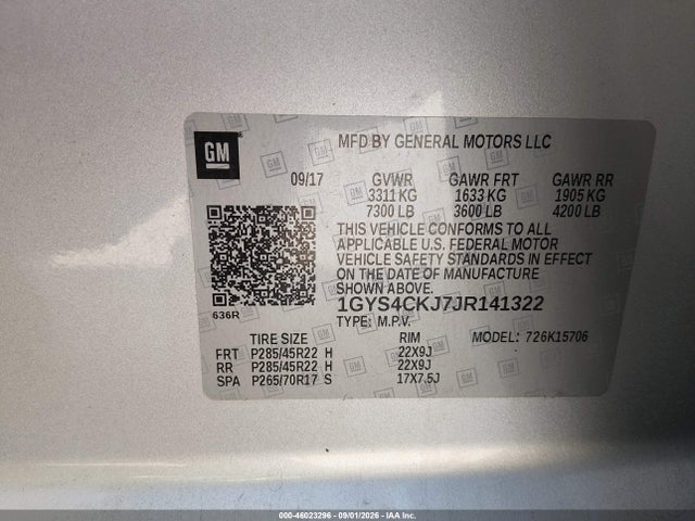 Aukcja sprzedaży 2018 Cadillac Escalade Premium Luxury, vin: 1GYS4CKJ7JR141322, numer aukcji: 46023296