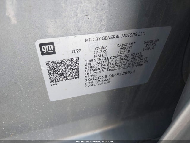Продажа на аукционе авто 2023 Chevrolet Malibu Fwd 1lt, vin: 1G1ZD5ST4PF129973, номер лота: 46023312