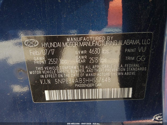Aukcja sprzedaży 2017 Hyundai Sonata Sport 2.0t, vin: 5NPE34AB3HH557648, numer aukcji: 46023366
