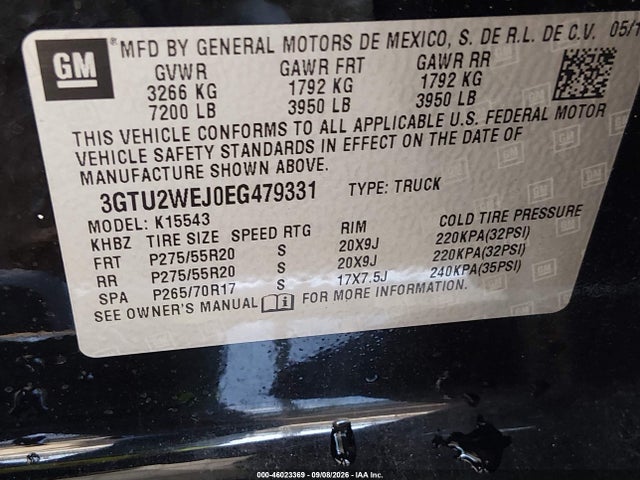 Продажа на аукционе авто 2014 Gmc Sierra 1500 Denali, vin: 3GTU2WEJ0EG479331, номер лота: 46023369