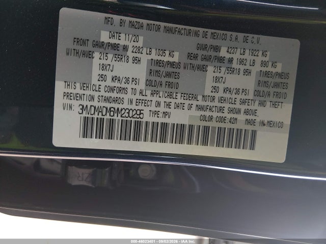 Продажа на аукционе авто 2021 Mazda Cx-30 Premium, vin: 3MVDMADM6MM230295, номер лота: 46023401