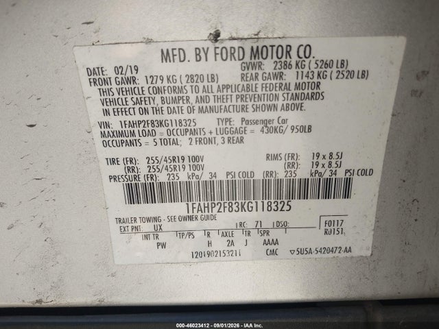 Ford Taurus Limited 2019 1FAHP2F83KG118325 Image 9