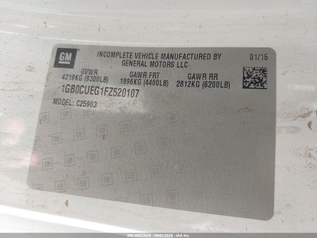46023425 :رقم المزاد ، 1GB0CUEG1FZ520107 vin ، 2015 Chevrolet Silverado 2500hd Wt مزاد بيع