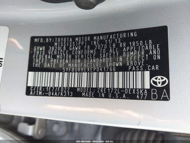 Продаж на аукціоні авто 2014 Toyota Corolla S Plus, vin: 5YFBURHEXEP041766, номер лоту: 46023466