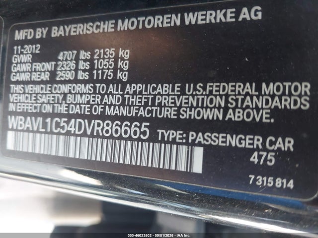 46023502 :رقم المزاد ، WBAVL1C54DVR86665 vin ، 2013 Bmw X1 Xdrive28i مزاد بيع
