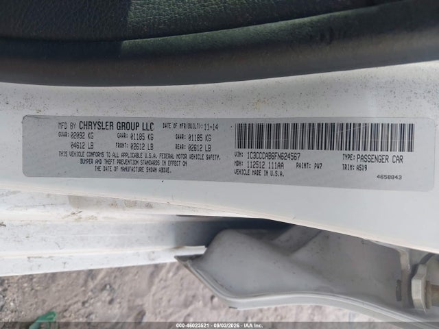 Aukcja sprzedaży 2015 Chrysler 200 Limited, vin: 1C3CCCAB6FN624567, numer aukcji: 46023521